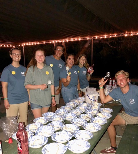 A very popular ice cream social followed opening-night mixers, much to the delight of all, and was served by an enthusiastic elementary staff team.