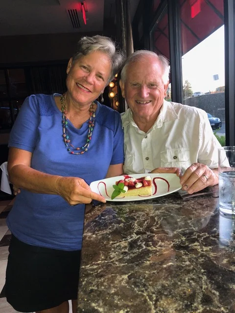 Happy birthday dessert for Paul, following a great dinner at one of his favorite restaurants.