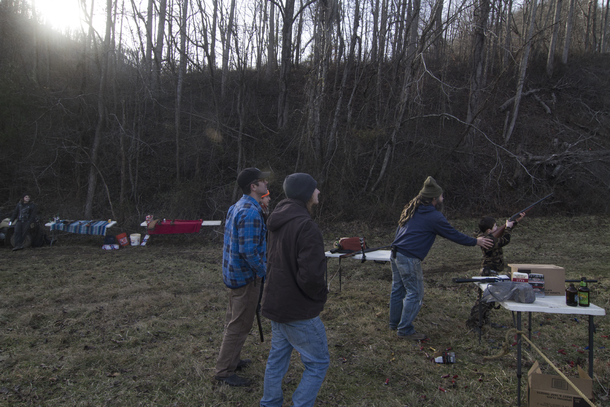 Gus shooting, Sprinkle Branch, Madison County, NC, New Years Day, 2014.