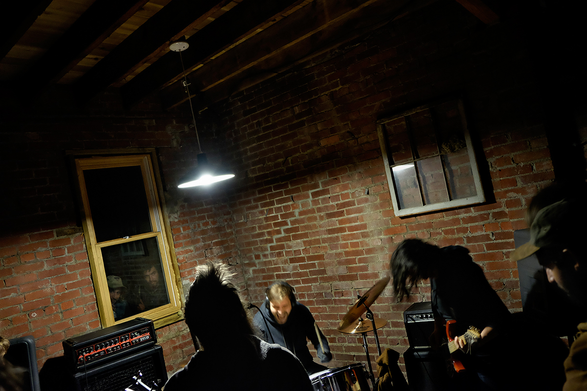 Jamie Paul, Josie and Greg Moser of the metal band, Crook, in downtown Marhsall, 2014