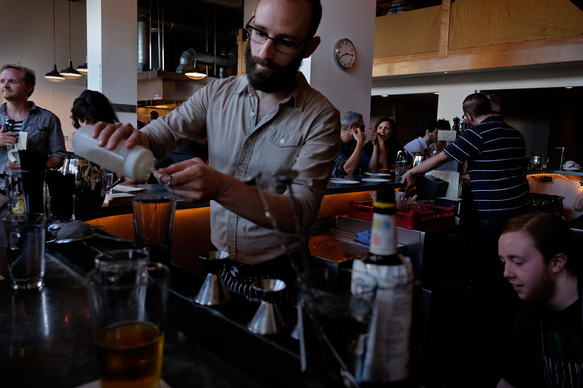 Ben mixing at Clyde Common, Portland, Oregon, 2014