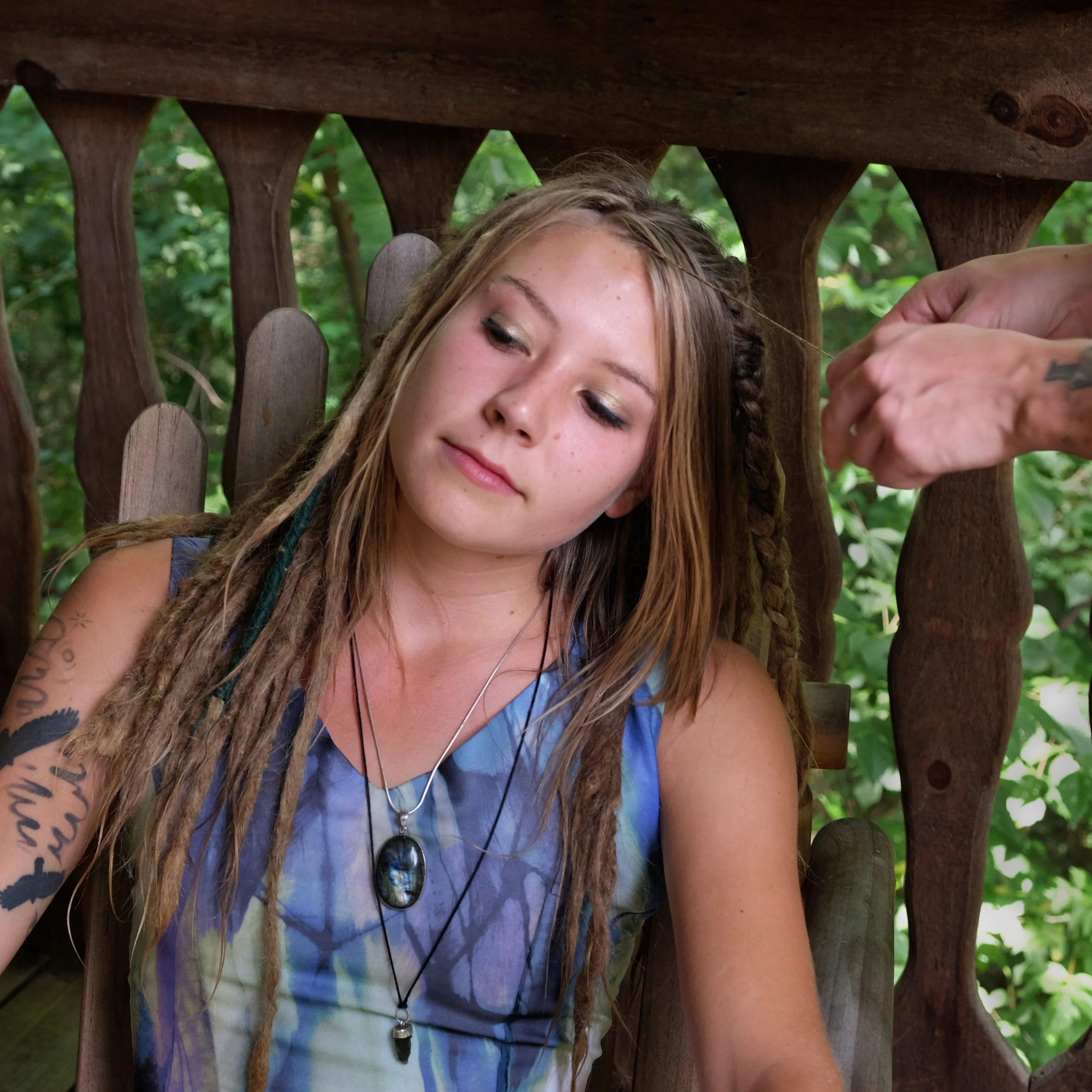 Kelsey Getting Her Hair Done before the Wedding, Hot Springs, NC 2014.