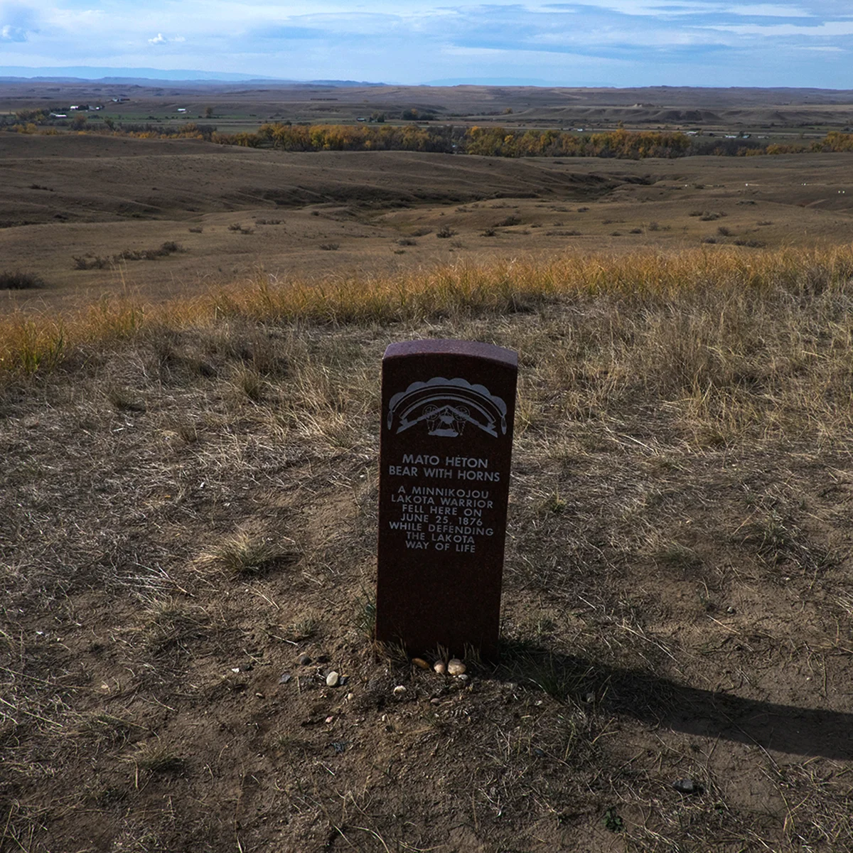 Memorial Marker for Lakota Warrior, Little Bighorn Battlefield Memorial, Hardin, Montana