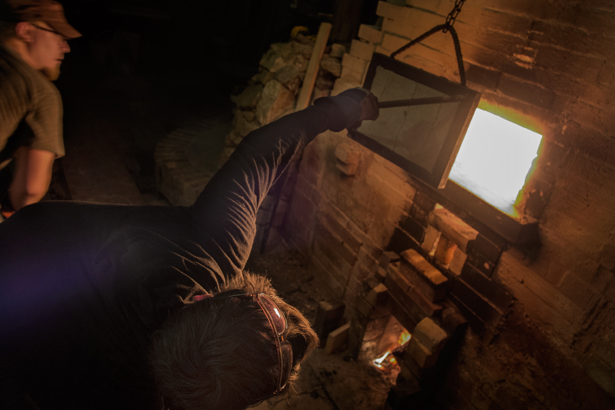 Josh Copus Firing His Kiln, Lower Brush Creek, Madison County, NC 2015 - Hands On, Revolve Gallery, Asheville, NC