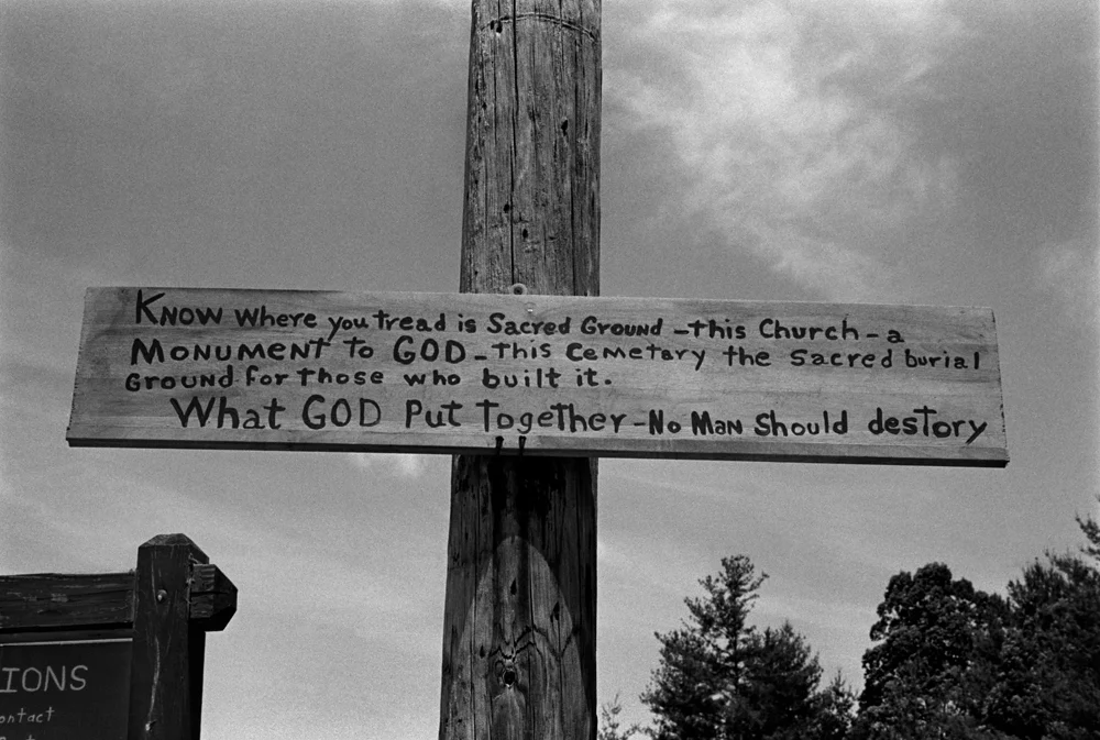 Homemade Sign over Little Ivy Baptist Church Cemetery, Mars Hill, NC 1996