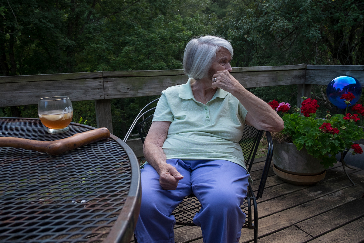Fay Stilwell on our porch, PawPaw, Madison County, NC 9/9/16