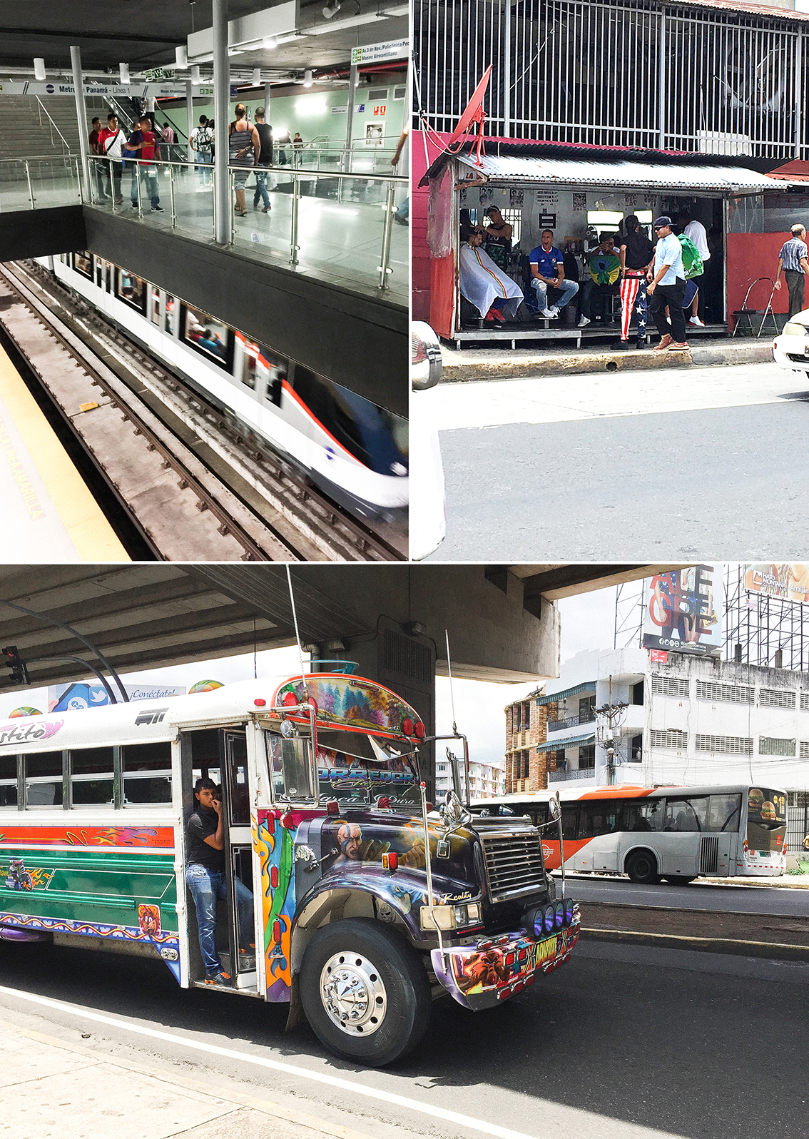 La nueva estación del metro y los famosos " Diablo Rojo " que los puedes abordar luego de ir al Barbero, en plena calle, me encanta!!...