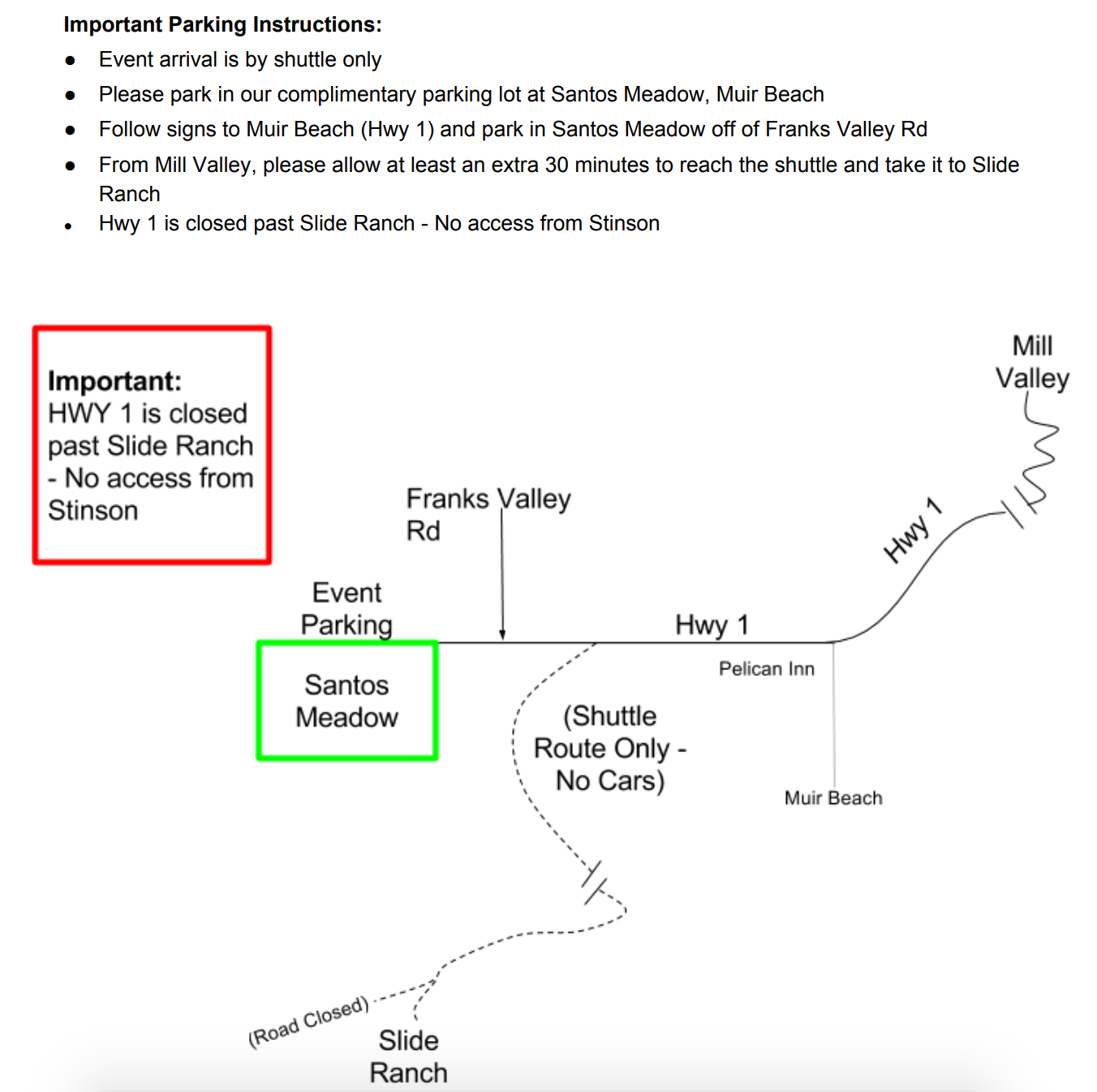Parking Instructions and Map