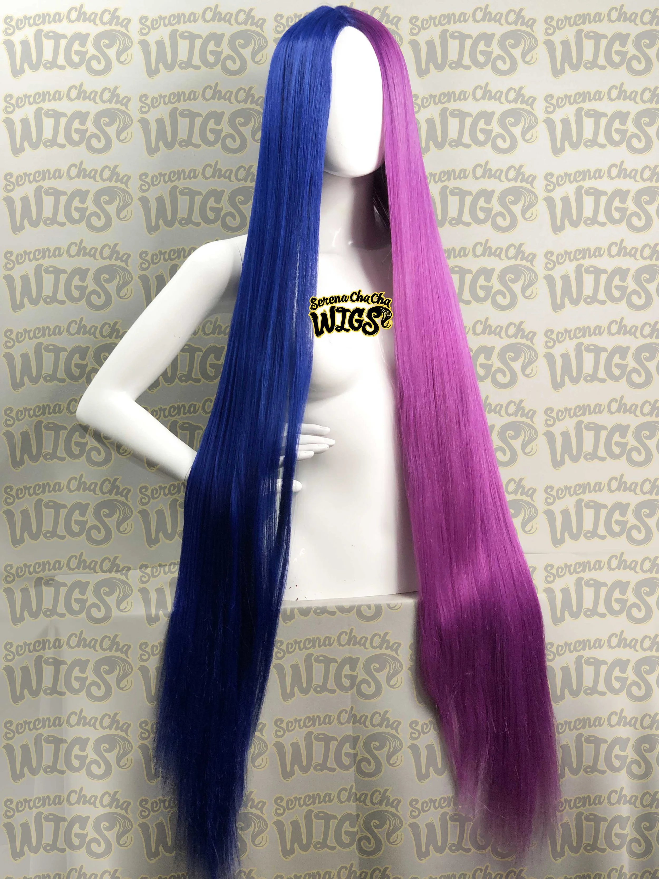 blue half wig