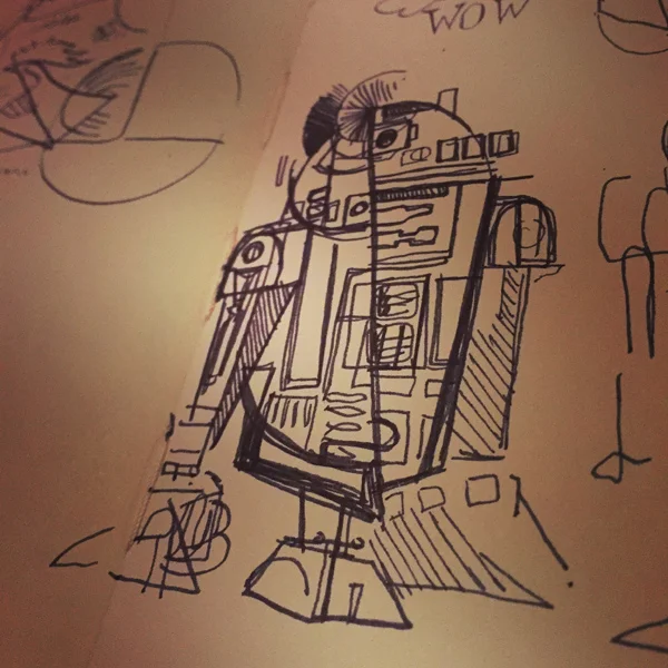 The initial small drawing in my sketchbook.