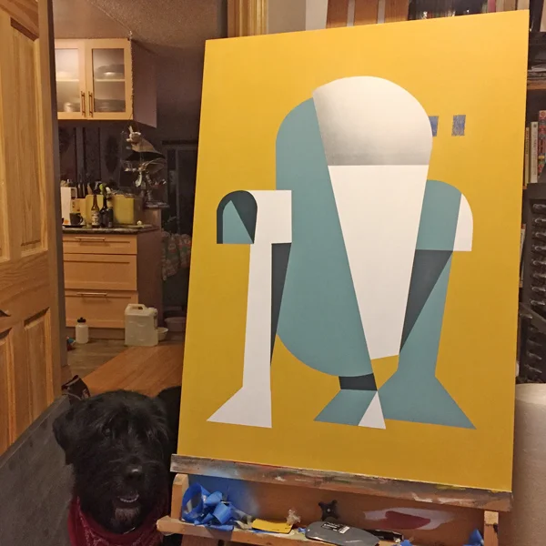 The initial shapes laid down as flat colours. I actually had to sand down my first attempt at laying down the flats, as some of the paint didn't adhere properly.