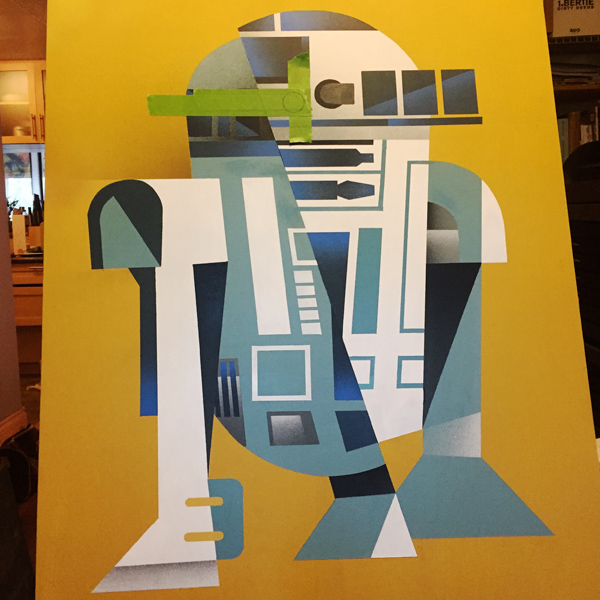 Getting into the final details. All of the shapes are masked and cut by hand.