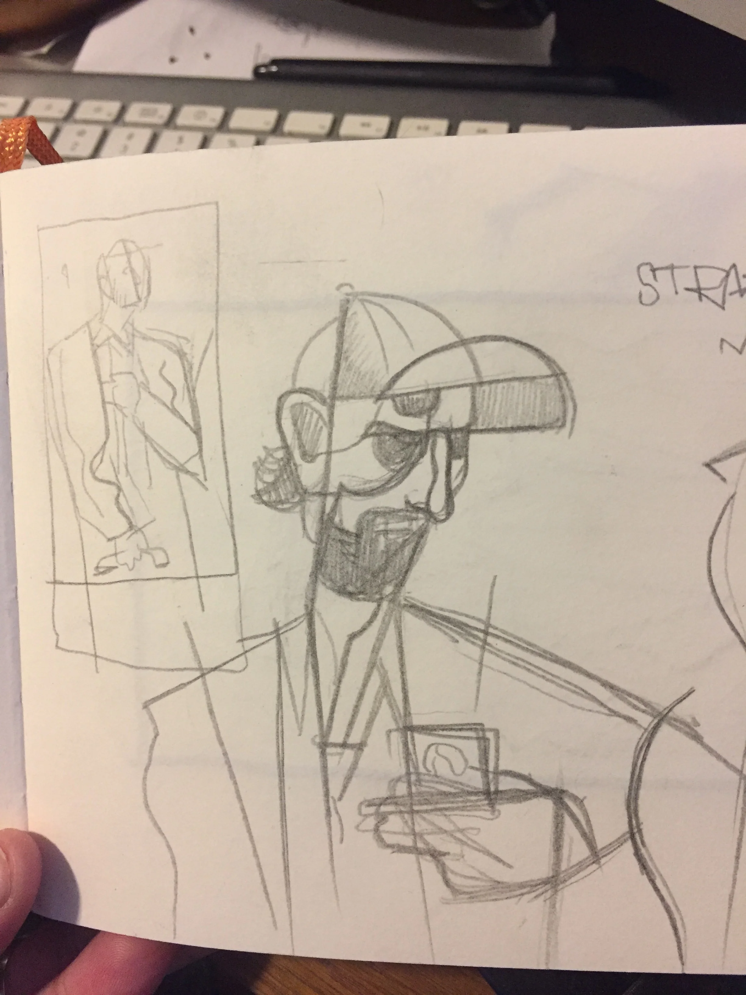 My initial sketches for "Travis".