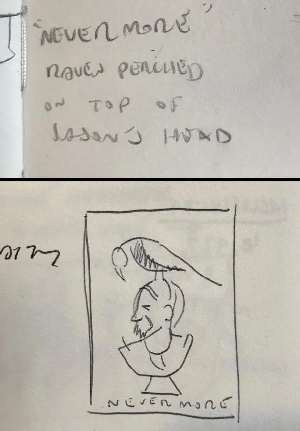 TOP: The first mention of "Nevermore", December 2014. BOTTOM: My first thumbnail, a few months later.