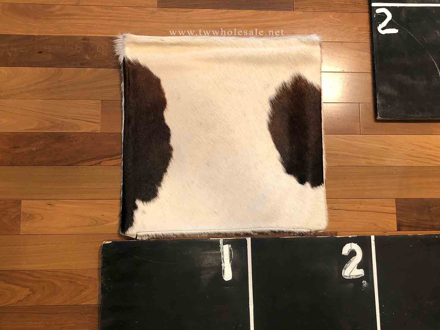 White Brown Black Brazilian Cowhide Pillow Cover