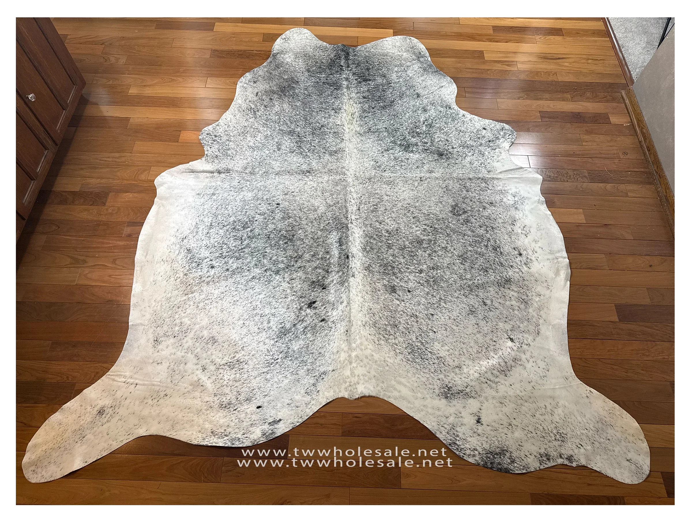 salt pepper black white cowhide rug #2029