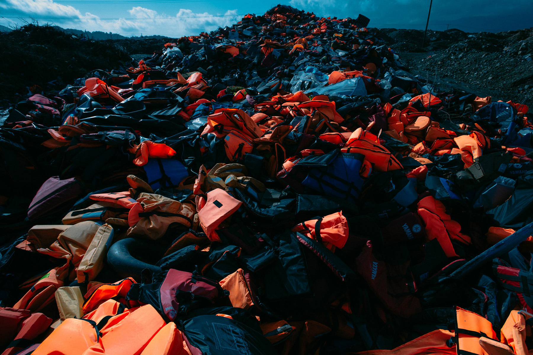  A landfill outside Mytilene provides a haunting visual symbol of the 856,723 people who opted to tempt fate on the Aegean in 2015. 