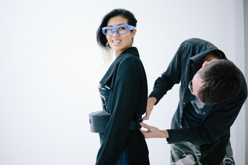 Intel Chalayan belt is adjusted (photo credit Intel)