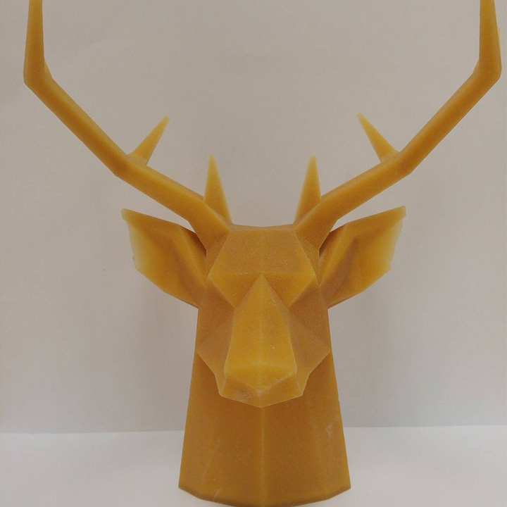 Large 3D printed deer head model made with PMMA.