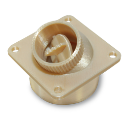 3D printed high heat valve joint made with FDM Ultem 9085.