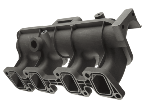 3D printed plastic part made using the HP Multi Jet Fusion printer.