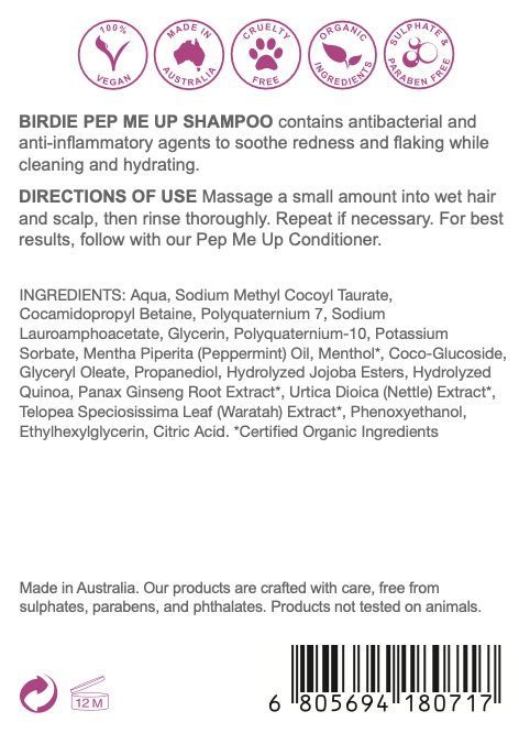 Pep Me Up Shampoo Label.png