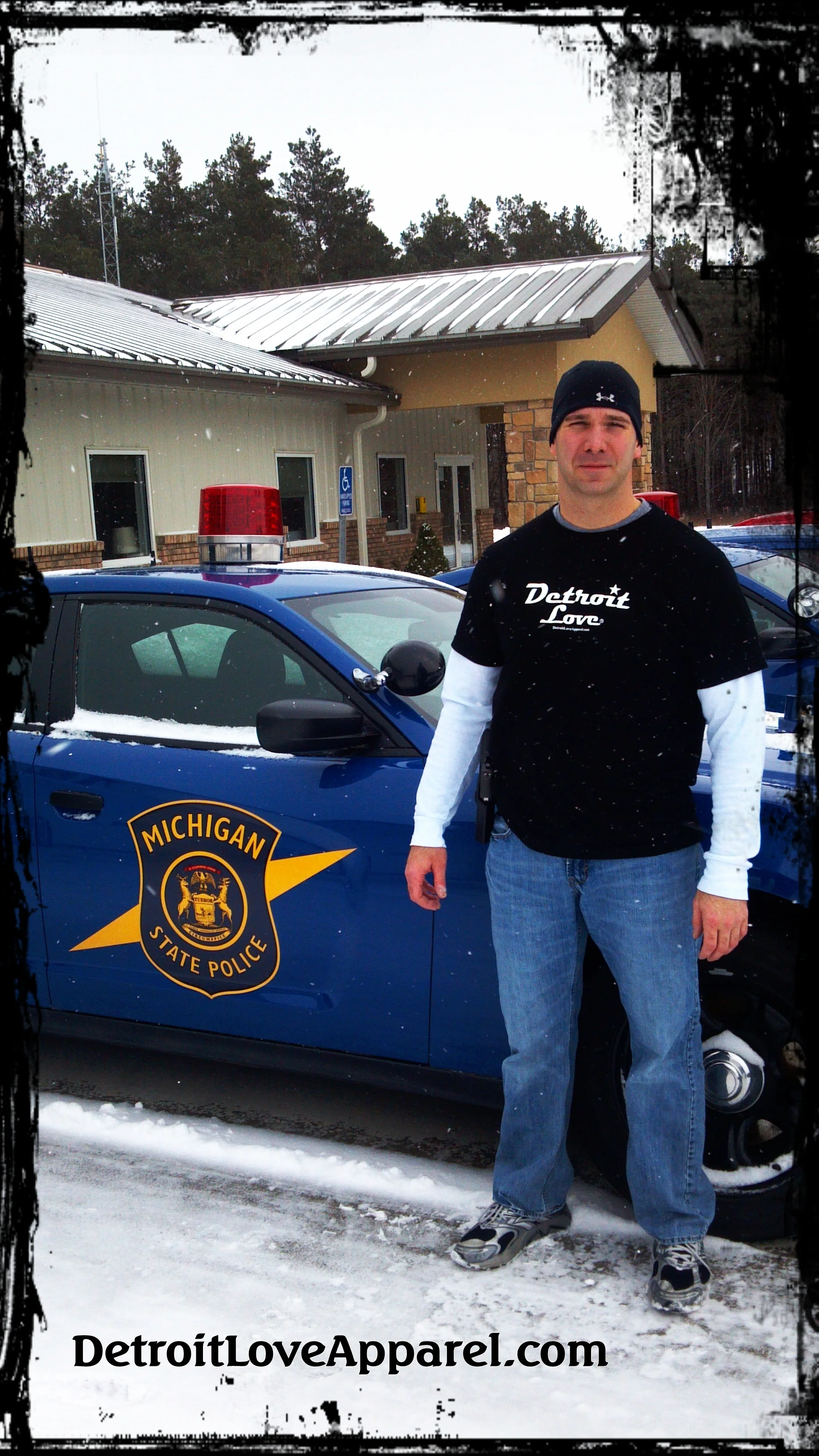 Robert Glentz Attached is a pic with me beginning my shift for the Michigan State Police in Big Rapids MI. Love the snow.jpg