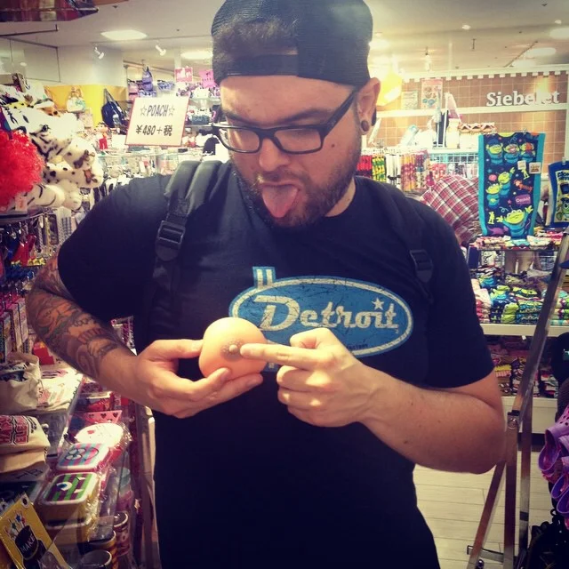 James did recently visit Japan and we were lucky enough that he decided to take our Blue Racer tee with him. Of course James will be James and when he finds a plastic nipple in a Japanese gift shop he's gonna have fun with it. Thanks for the fun James! Listen to James every morning on the Dave & Chuck the Freak Show - 101.1 WRIF in Detroit! Shop our website to get a Blue Racer tee of your own. Rep The D!