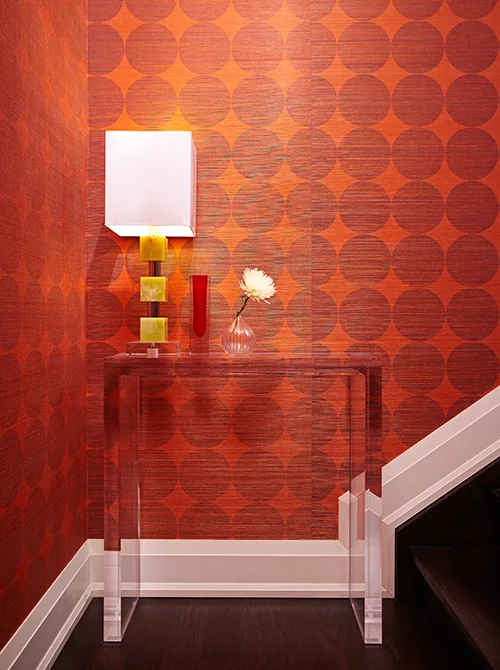 Raw Linen Red and Orange Wallpaper (Casey Design/Planning Group Inc. - Photo by Michael Graydon)