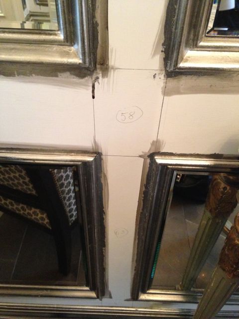 Mirror pieces were measured, cut and numbered to ensure they were installed correctly.