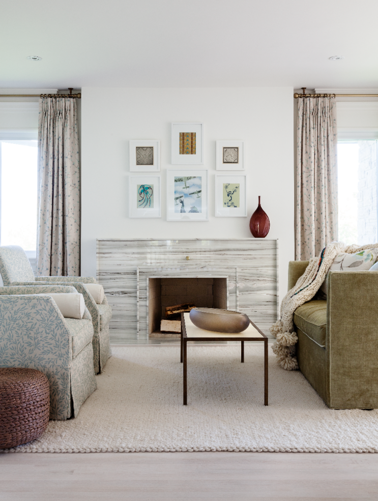 The final outcome - a lush marble fireplace that provides warmth, texture and a calming focus to the master bedroom (Casey Design/Planning Inc. - photograph by Donna Griffith)