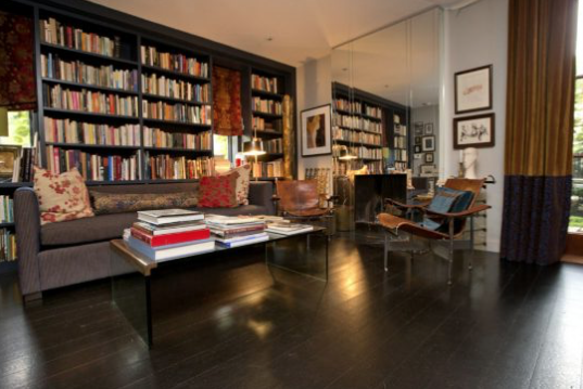 Casey’s richly layered, exquisitely appointed Deco-inspired living room, full of books and significant antique furnishings demonstrates her uniquely evocative hand at interiors, the very quality clients seek her out for.