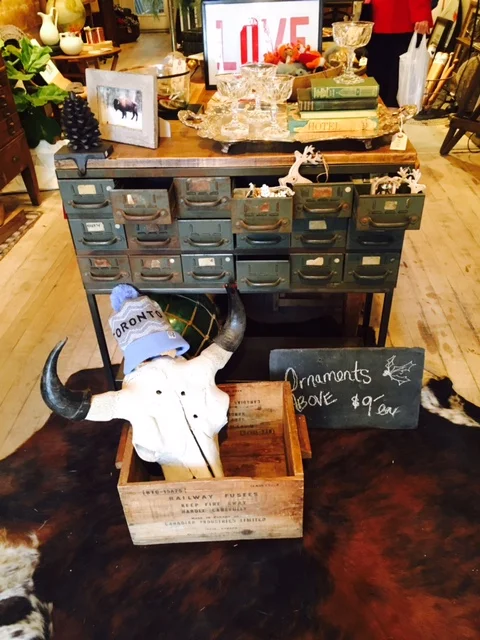 The vintage cabinet with all the little drawers would be a perfect makeup table!