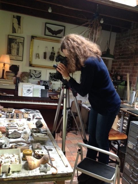 Behind the scenes in Theresa’s studio, Donna works to get the perfect angle