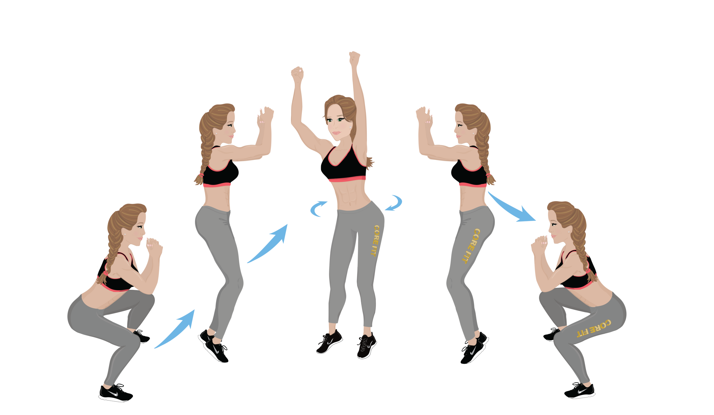 180 degree squat jumps