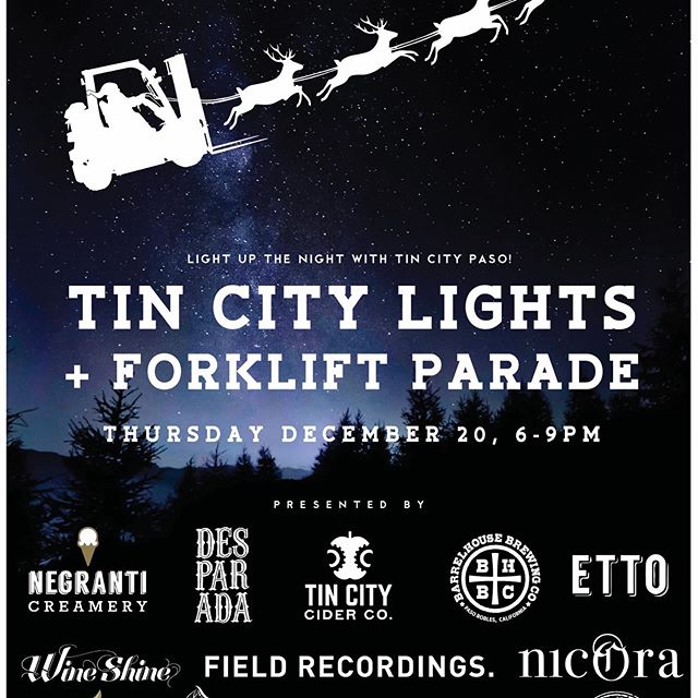 &lsquo;Tis the season @tincitypasorobles - come out on Thursday night the 20th for some family fun.