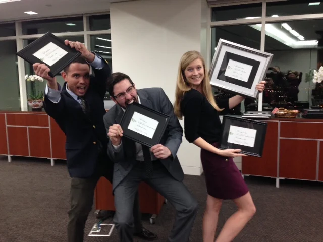 Some of our law student volunteers parading a bit at the 2014 Volunteer Appreciation Awards.