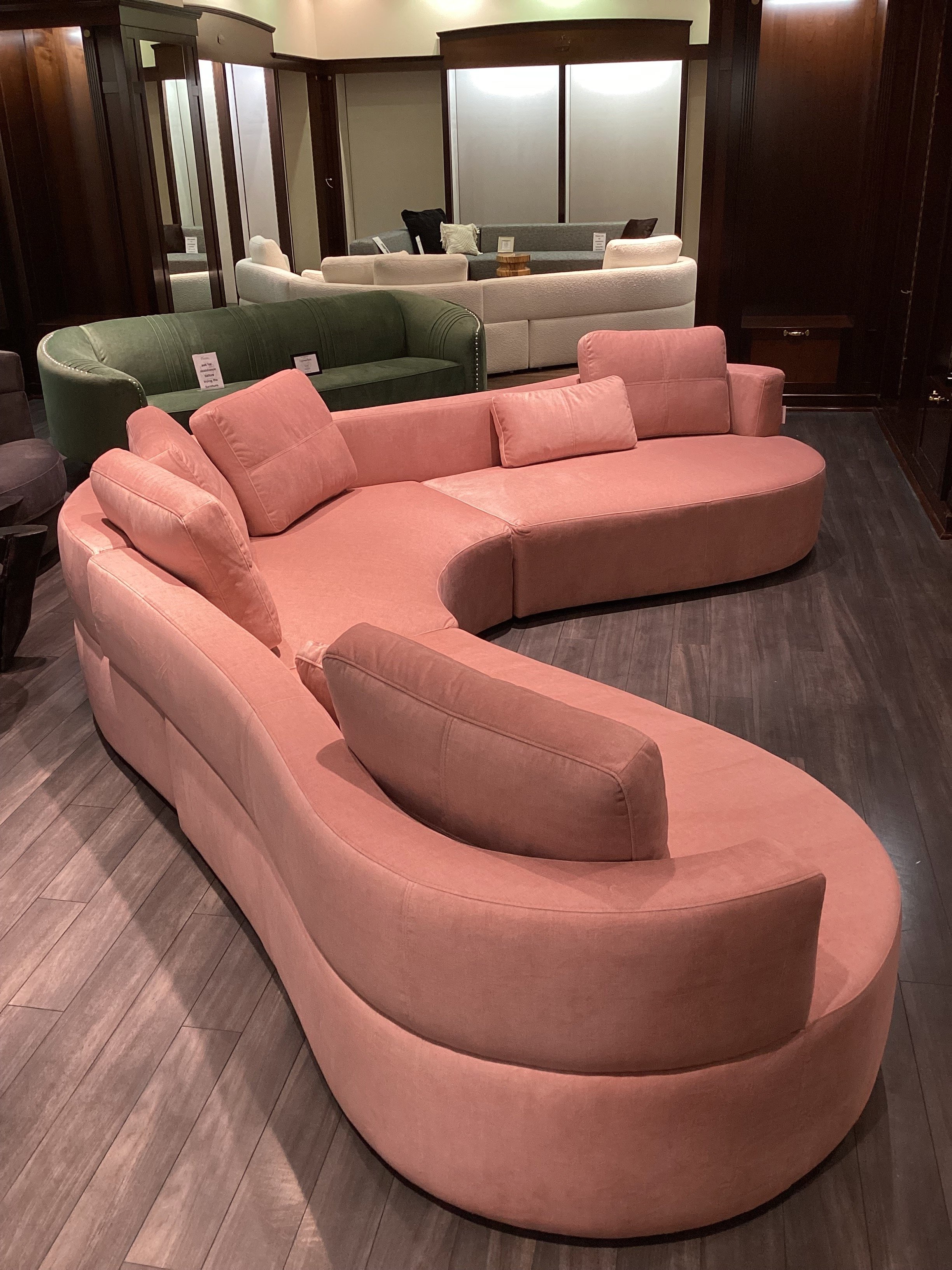 Blue Moon Furniture Hardwood Frame Pink European Fabric Velvet Cocoon ll Sectional.jpeg