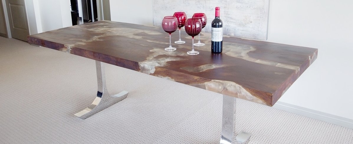 Copy of Teak Root and Resin Dining Table with Stainless Steel Base
