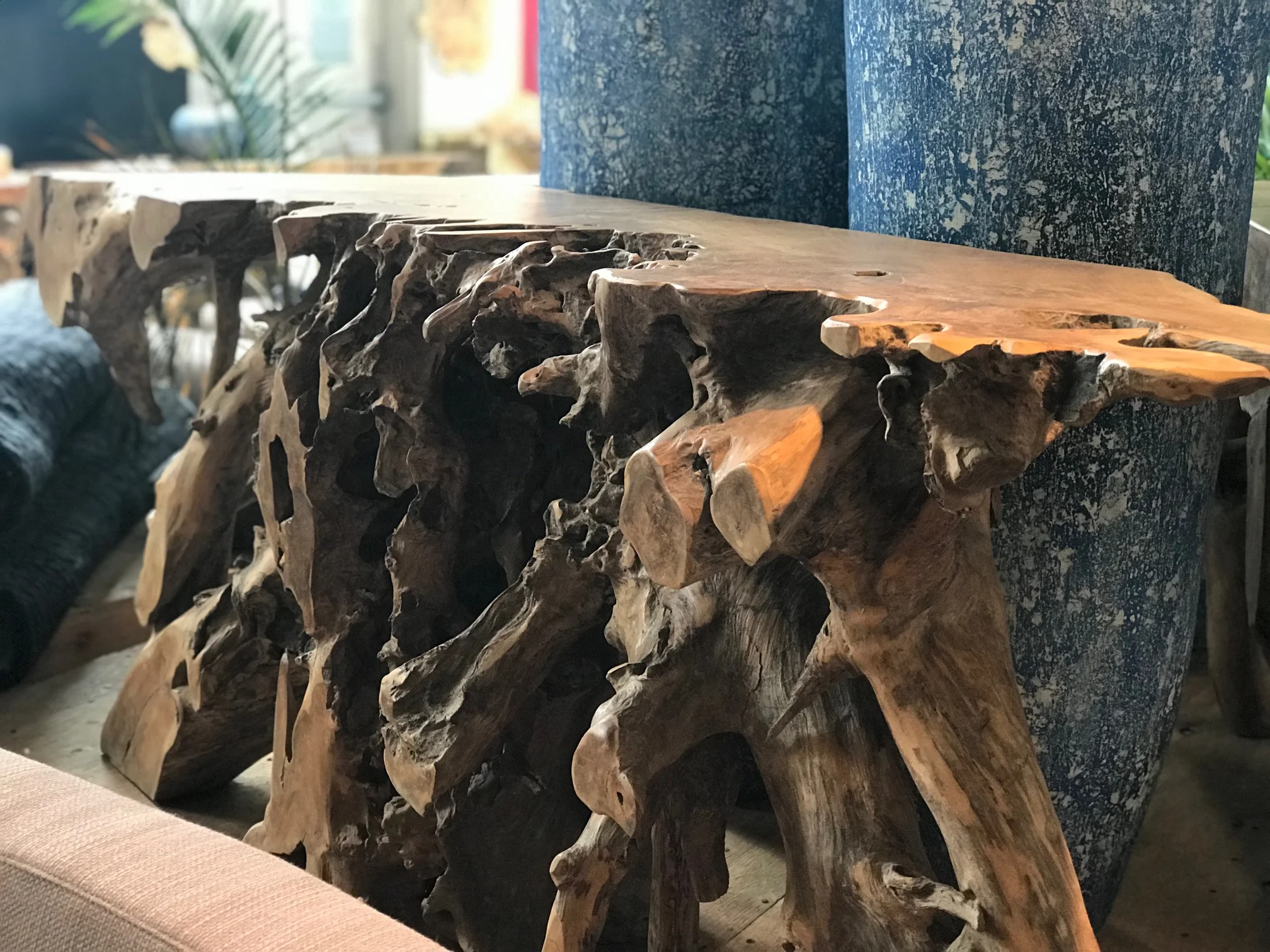 blue moon furniture store in winnipeg. Teak Root console table. Sculptural furniture.jpg