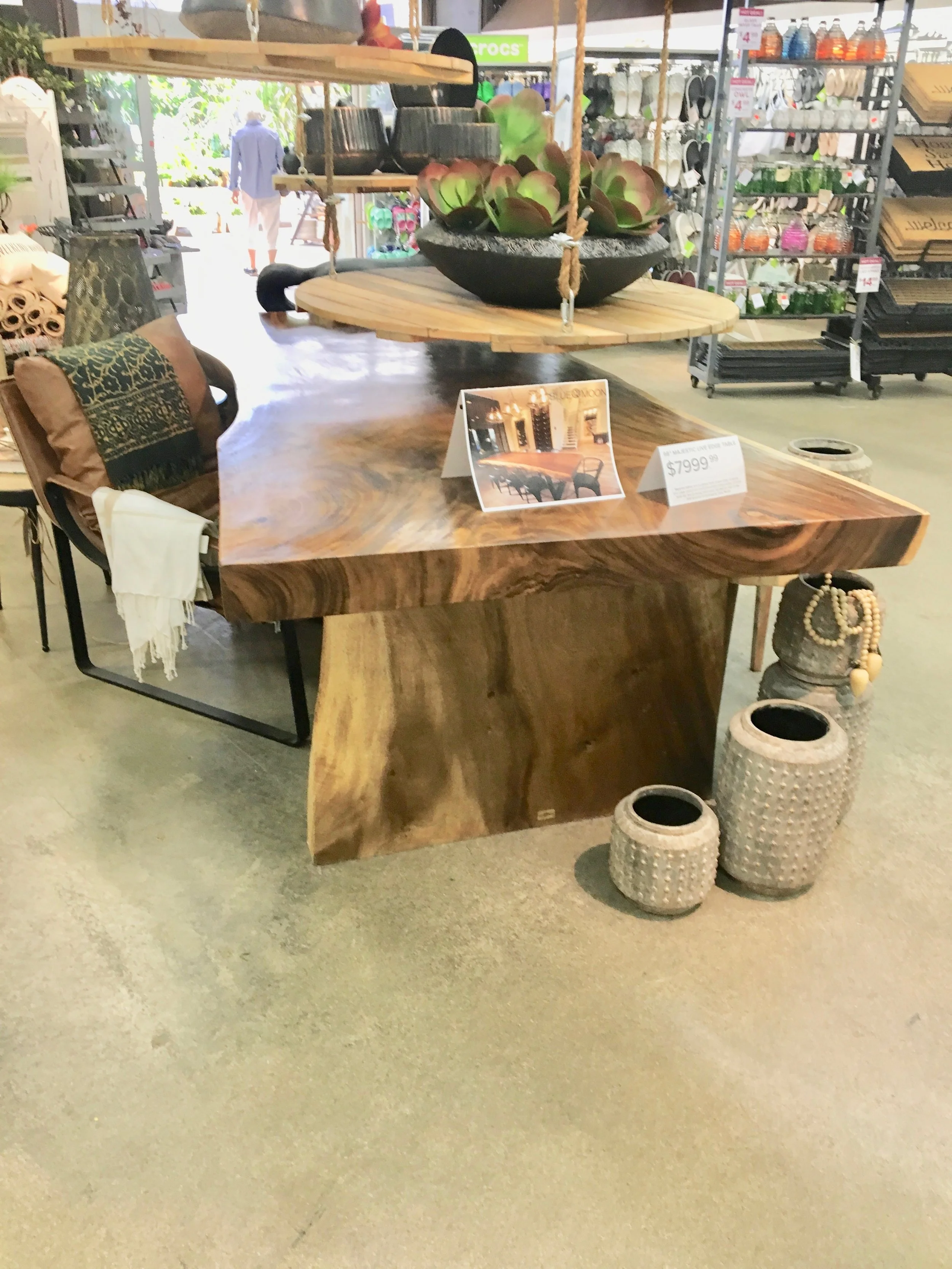 Majestic live edge dining table at Shelmerdine's garden center in headingley. Blue Moon Furniture in winnipeg.jpg