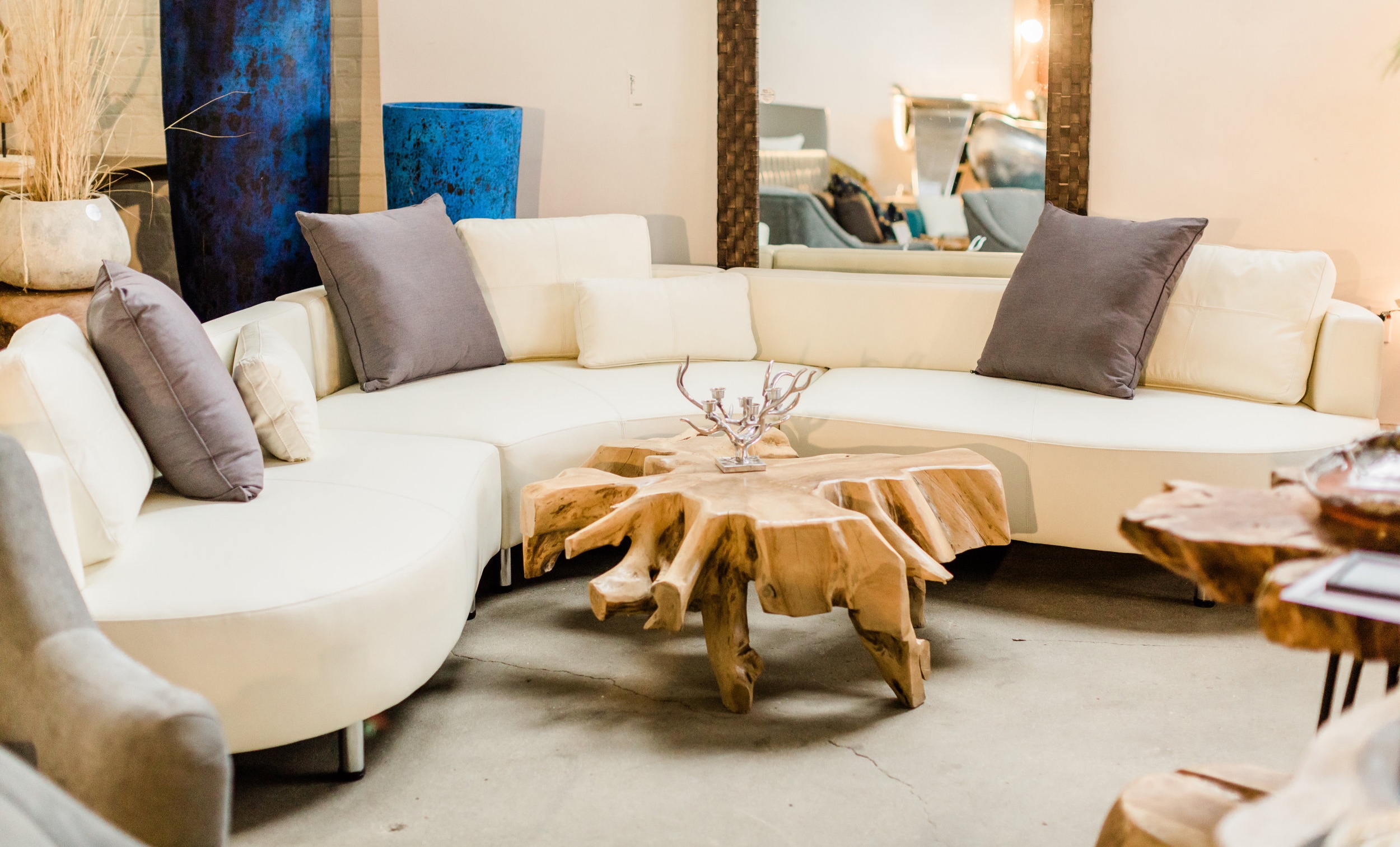 Copy of cocoon 2 sectional. Curvy, luxurious, modern designer furniture. Blue Moon Furniture store in Winnipeg.