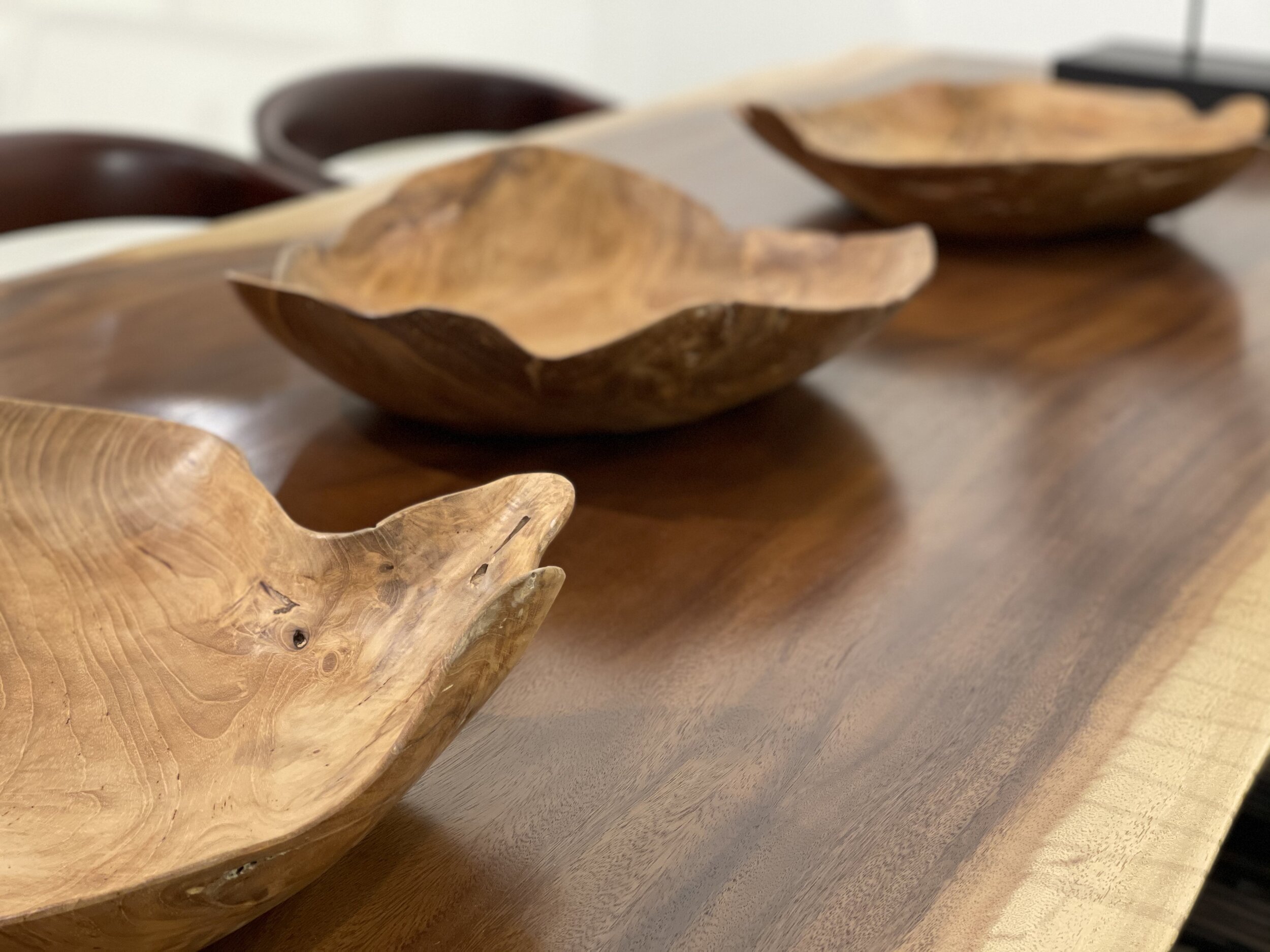 Free form teak platter.