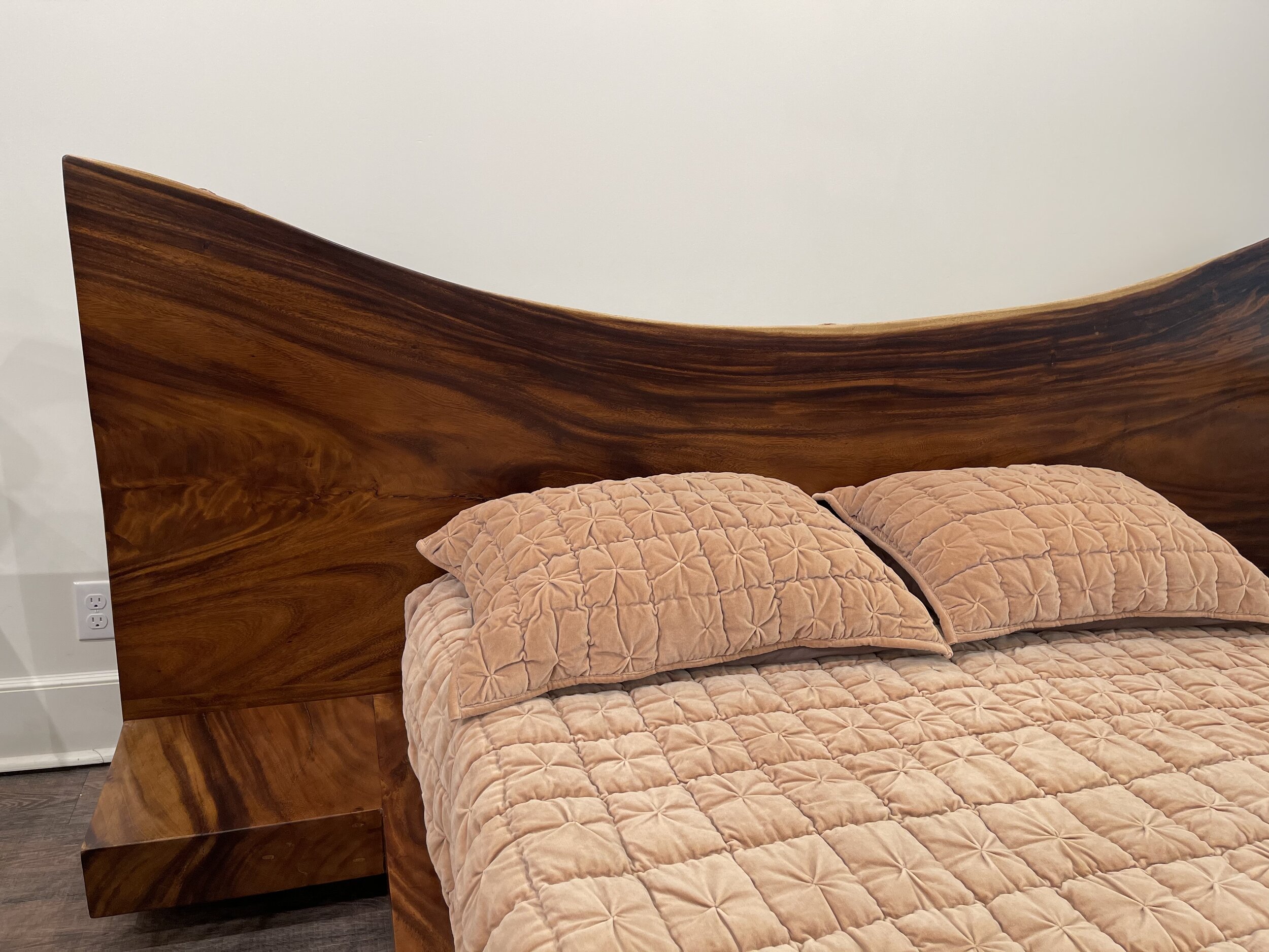 Majestic Live Edge Bed. Single slab head board. Blue Moon Furniture