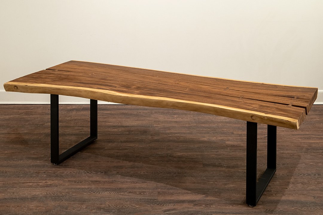 majestic live edge dining table with black iron legs