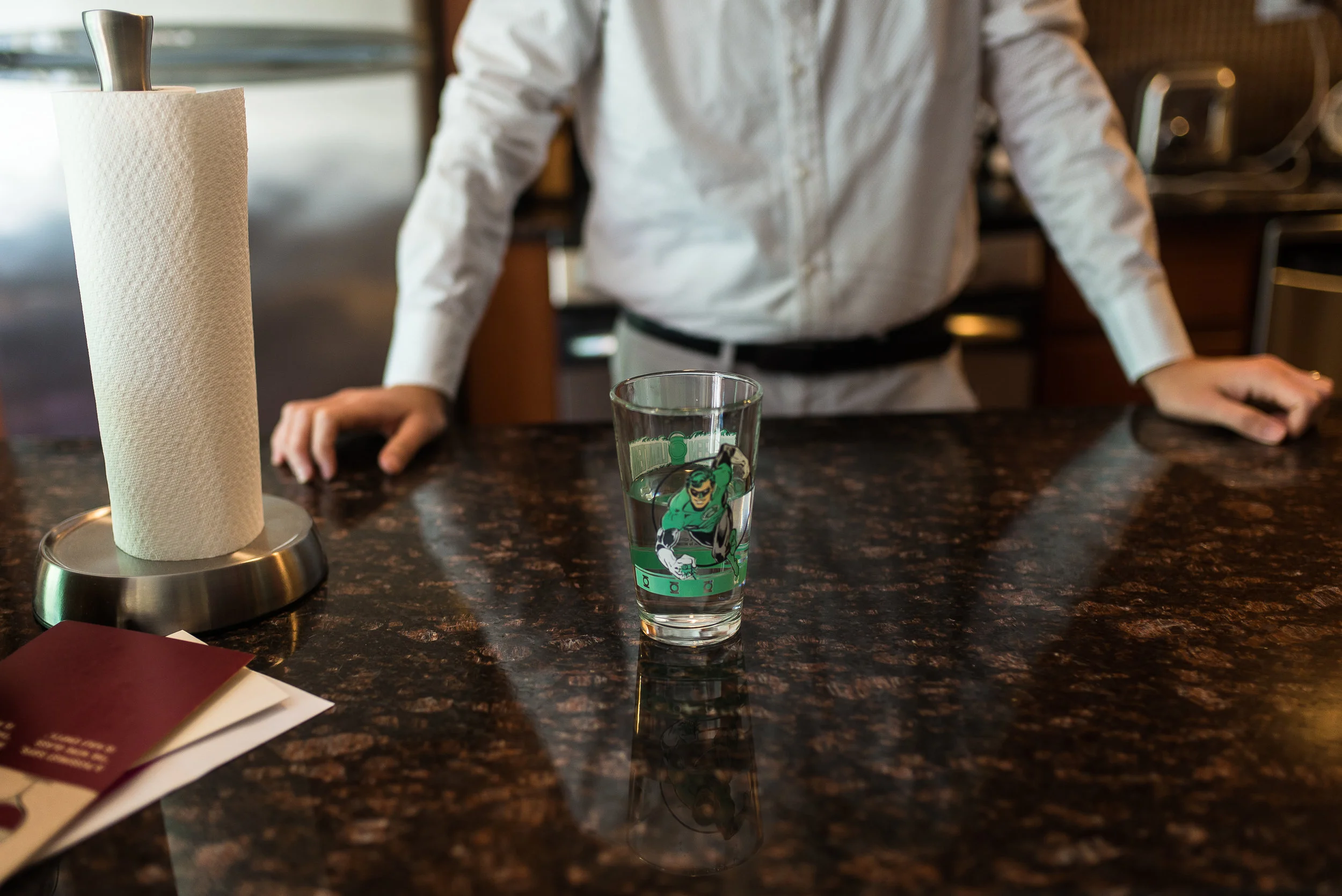 Mr. Gustines serves me water in a Green Lantern glass. Upper West Side.