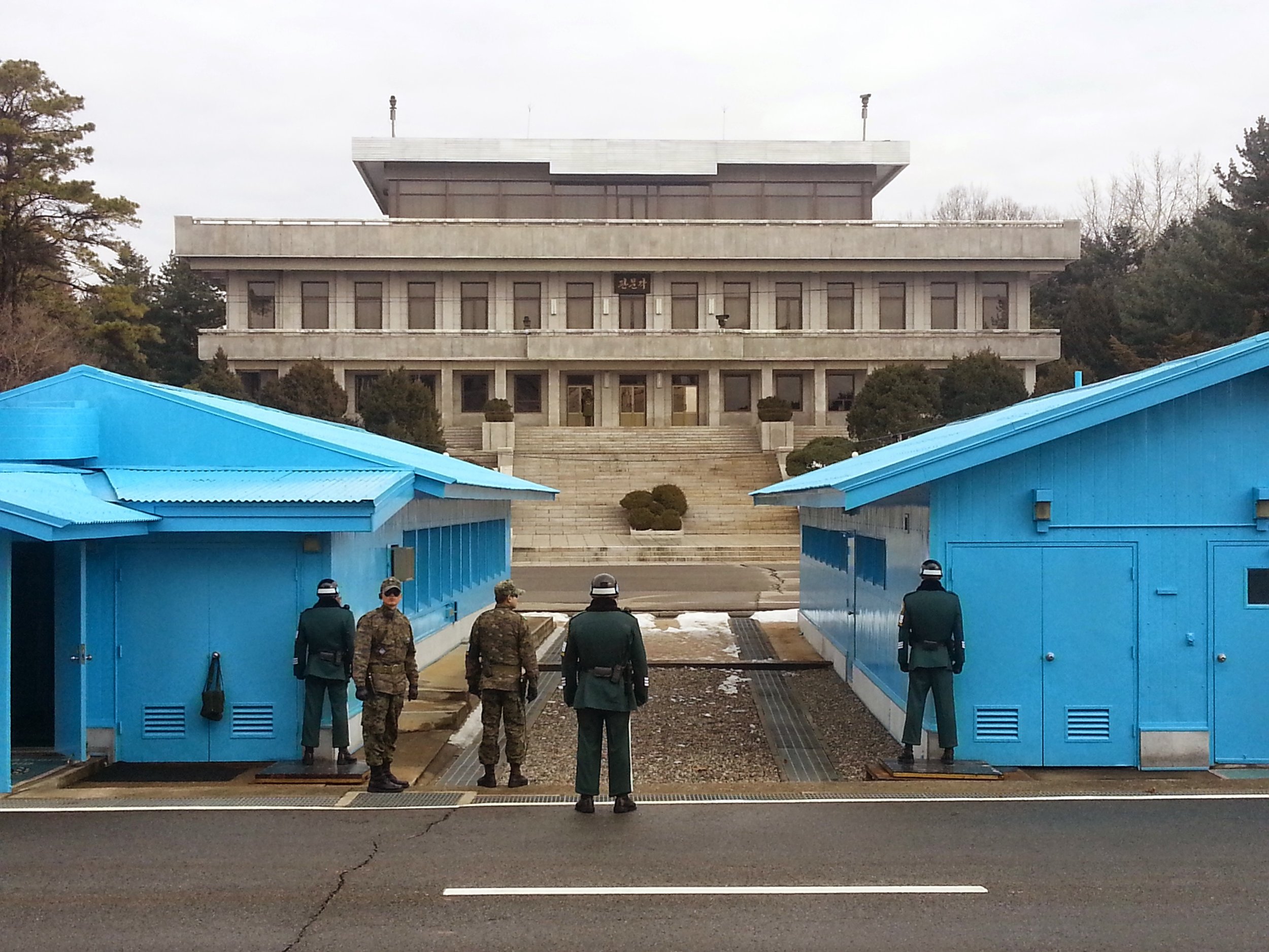 A photo taken later that day at the DMZ, facing the North Korean direction. We weren't allowed to take any photos with our backs to the North Korean side and looking towards the South Korean direction.