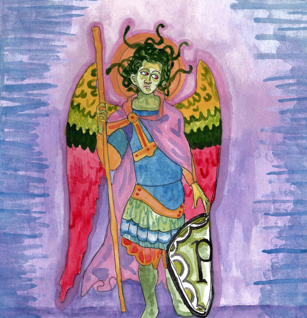 Original Water Color Medusa Angel