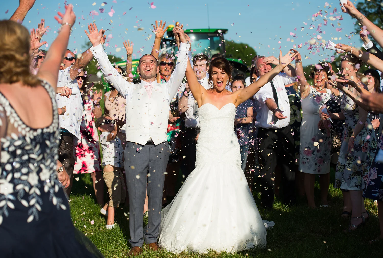 Sarah and Jonny had two lots of wedding confetti. One to be thrown outside Church and one in the field by the wedding marquee.