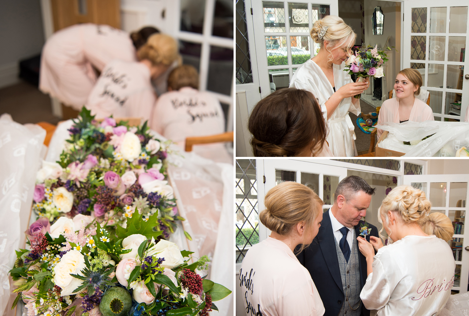The bridal bouquets were delivered to the house